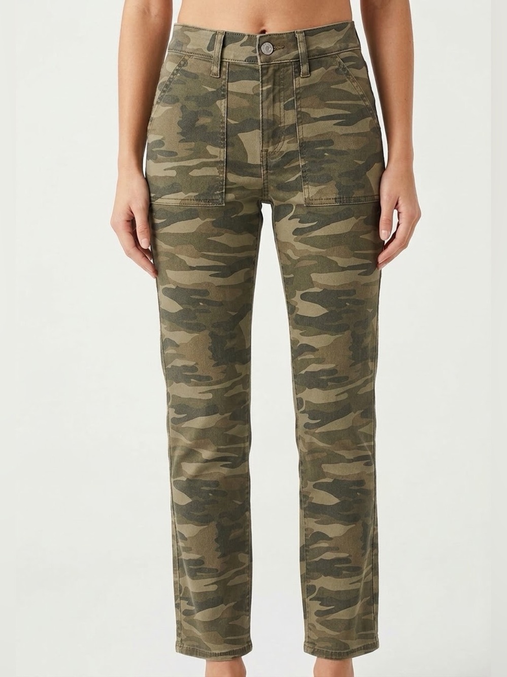 Lucky Brand Camo Utility Jeans Womens 4 / 27 Army Green Straight Leg Cargo Pants